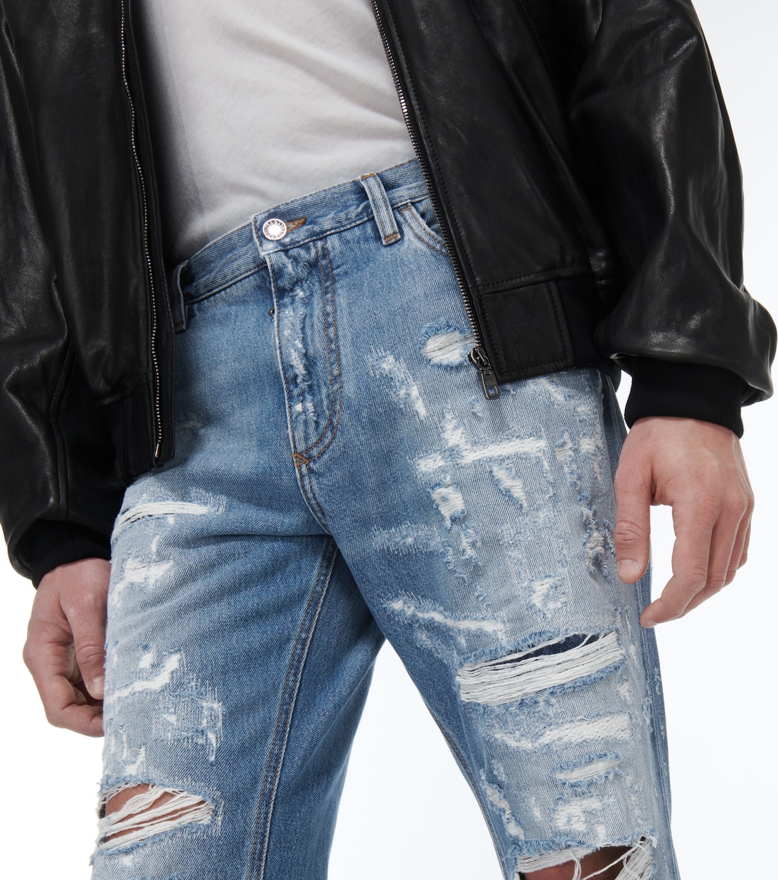 Jeans rectos de tiro medio desgastados | Dolce&Gabbana