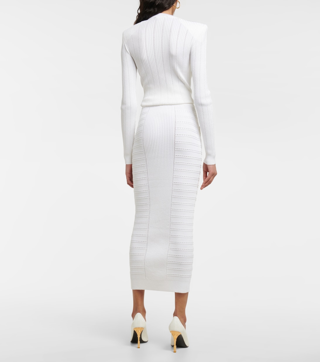 Falda midi de punto adornada | Balmain