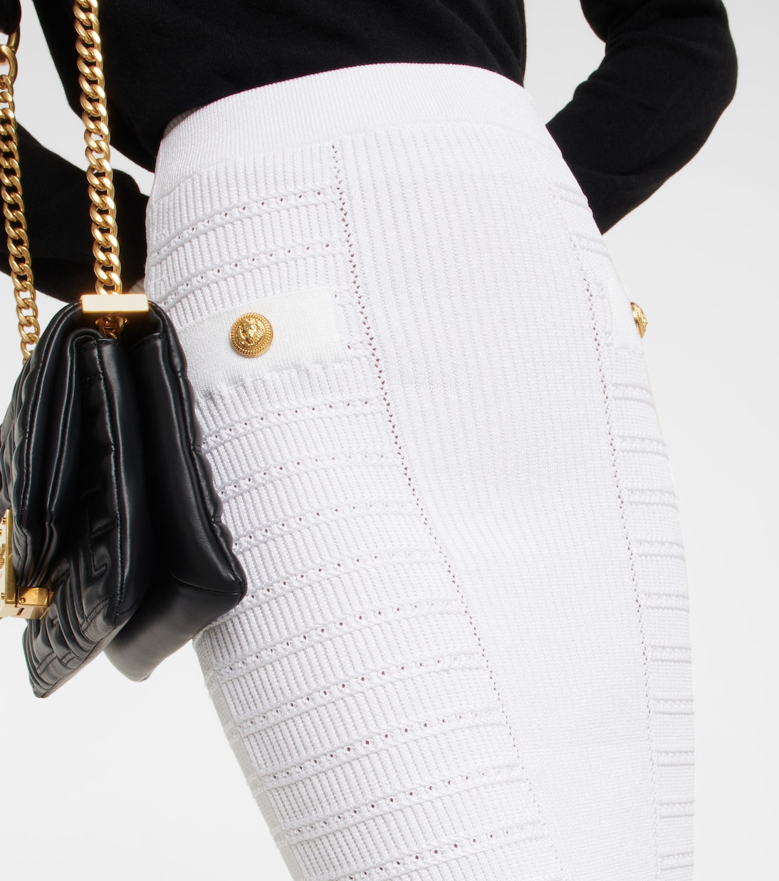 Falda midi de punto adornada | Balmain