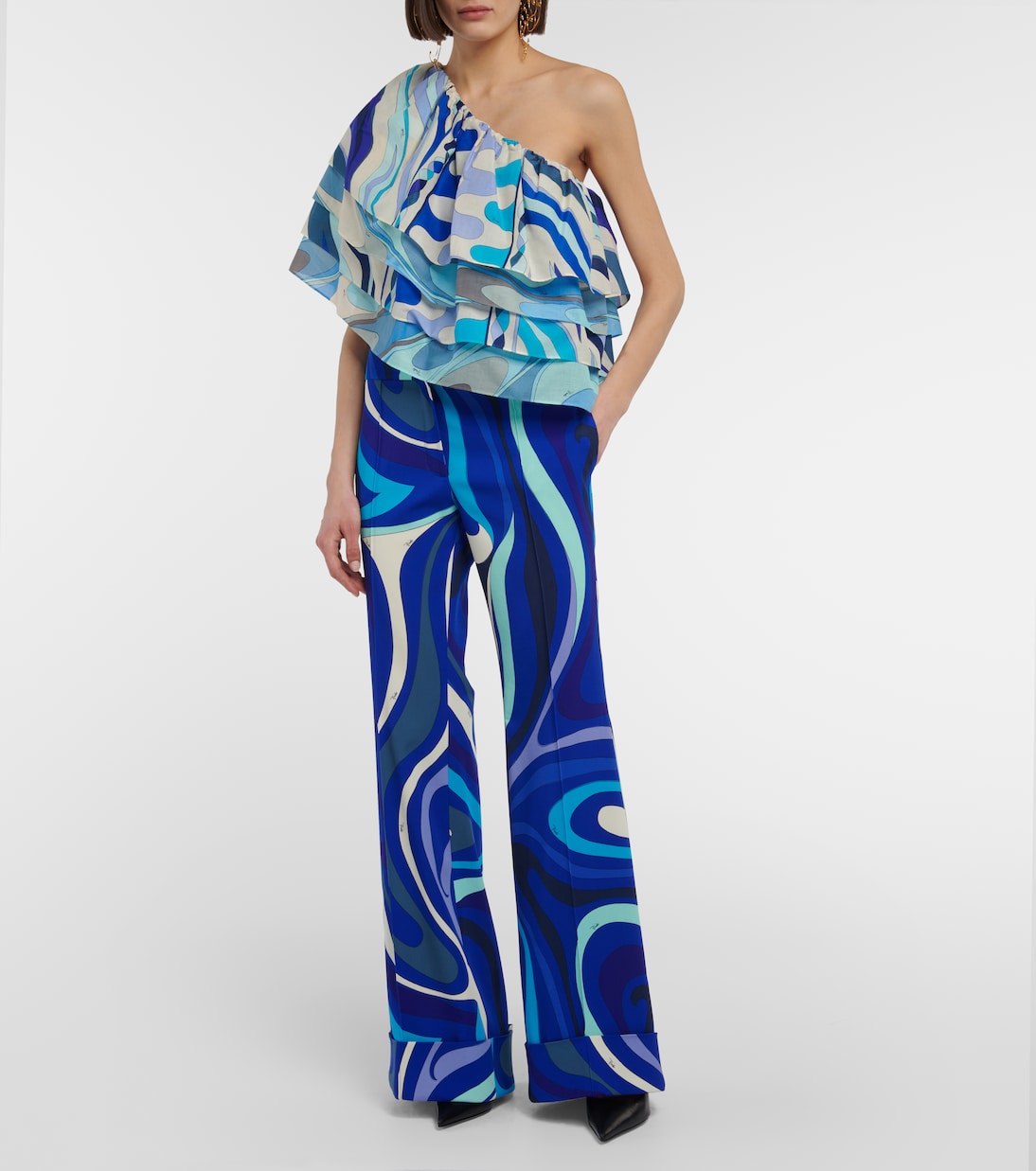 Fiamme one-shoulder cotton top | Pucci
