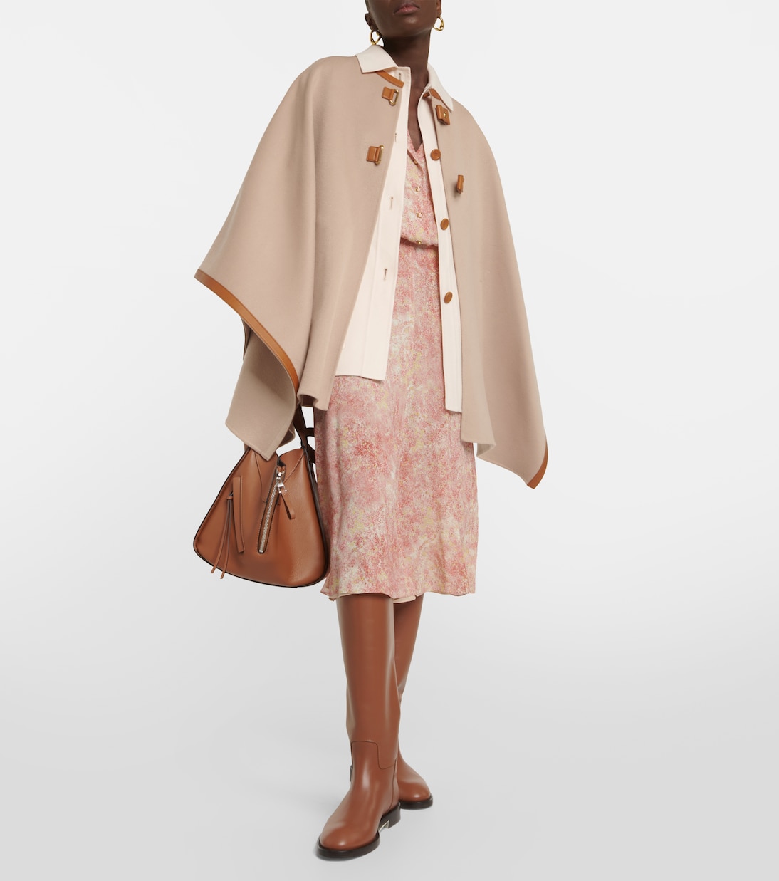 Kirna leather-trimmed cashmere cape | Loro Piana
