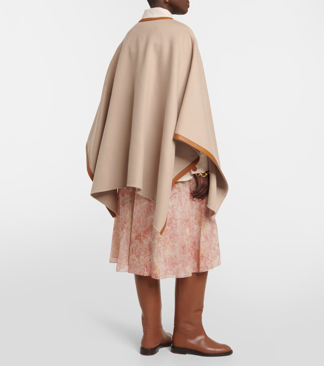Kirna leather-trimmed cashmere cape | Loro Piana