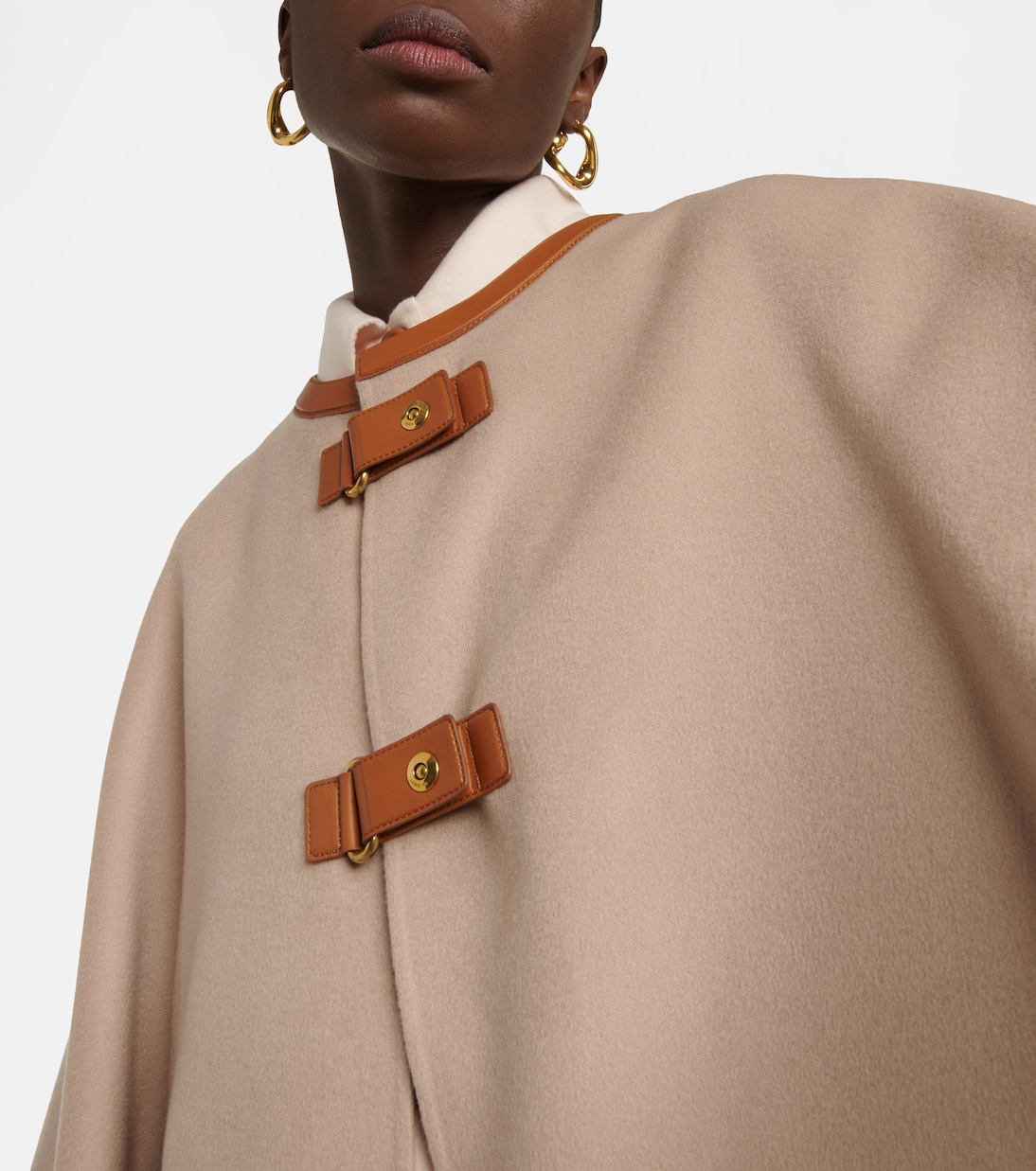 Kirna leather-trimmed cashmere cape | Loro Piana