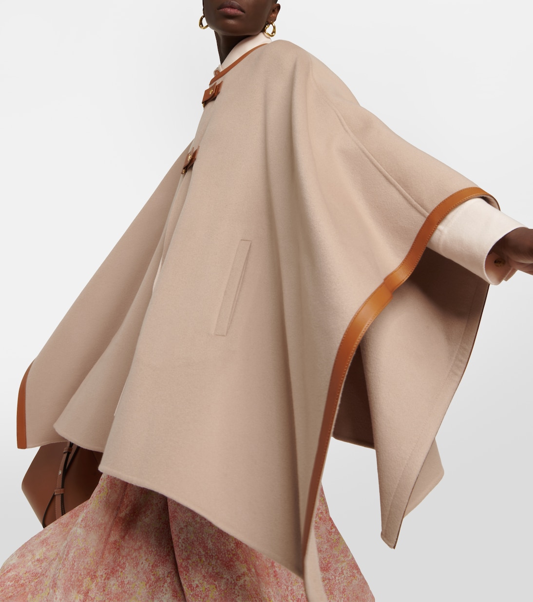 Kirna leather-trimmed cashmere cape | Loro Piana