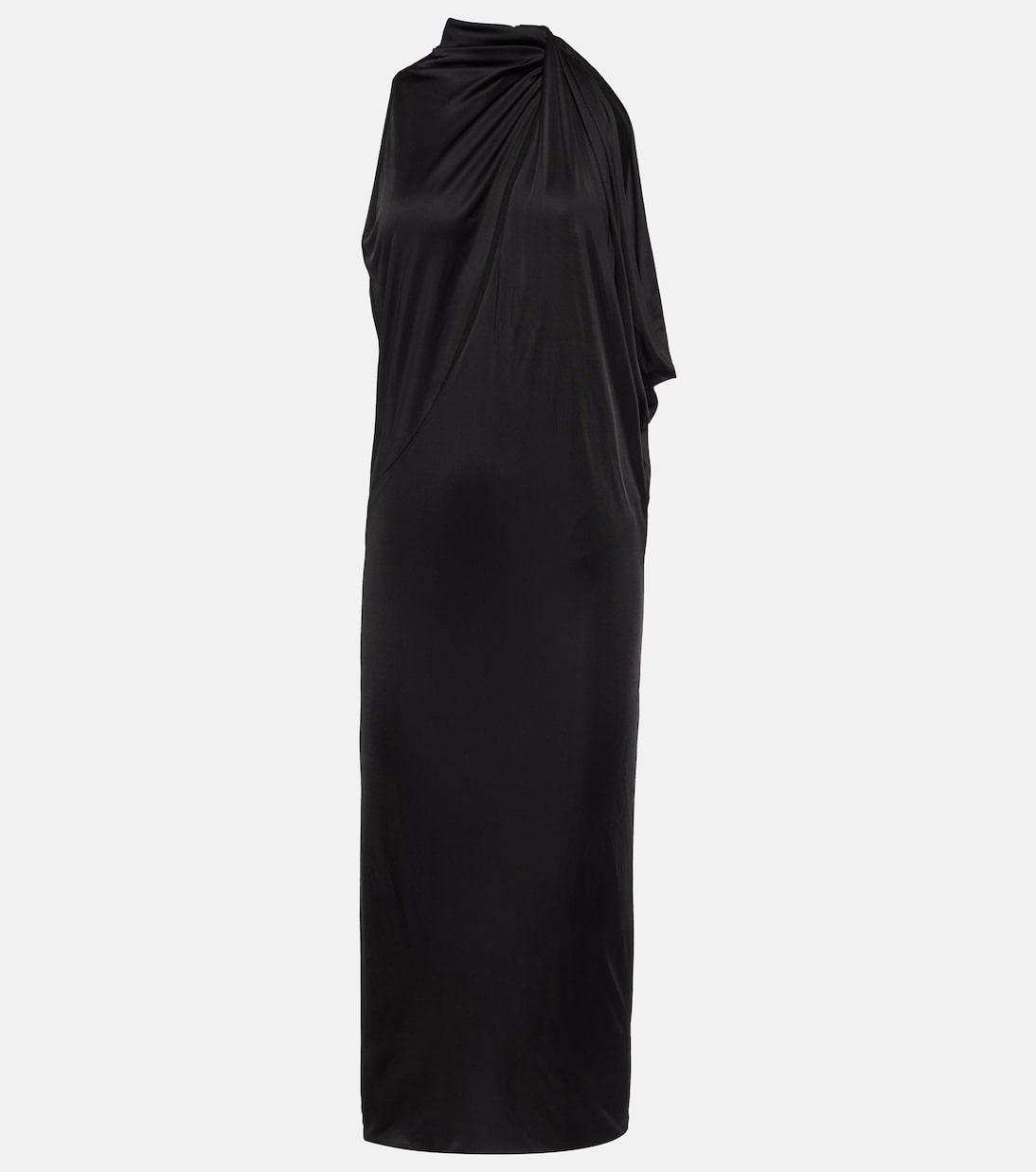 Cutout turtleneck satin midi dress | Versace