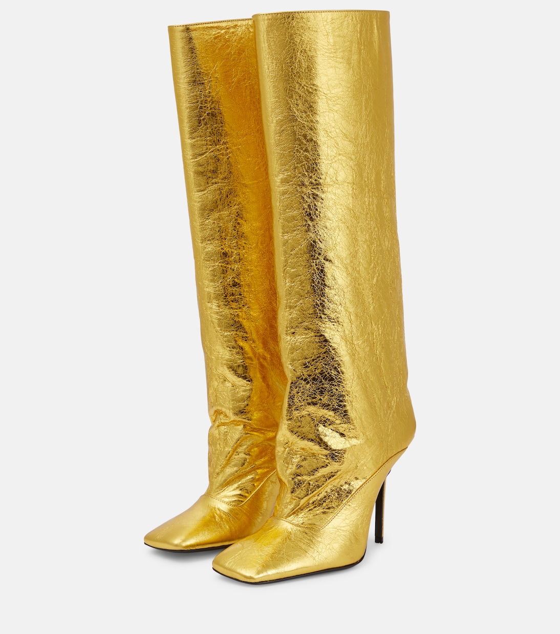 Sienna crinkled laminated leather knee-high boots 105mm | The Attico