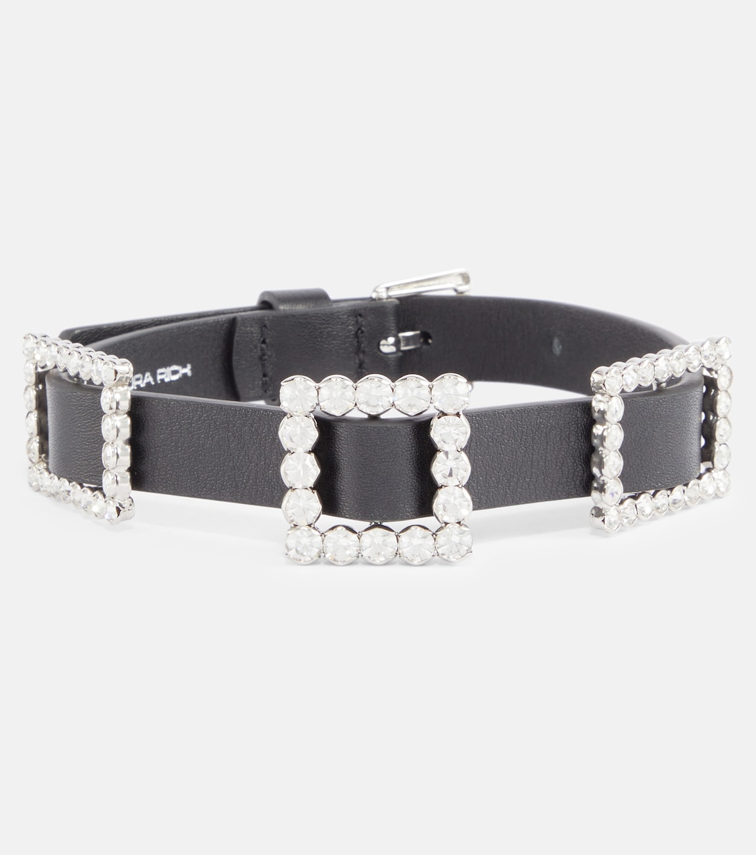 Choker in pelle con cristalli | Alessandra Rich
