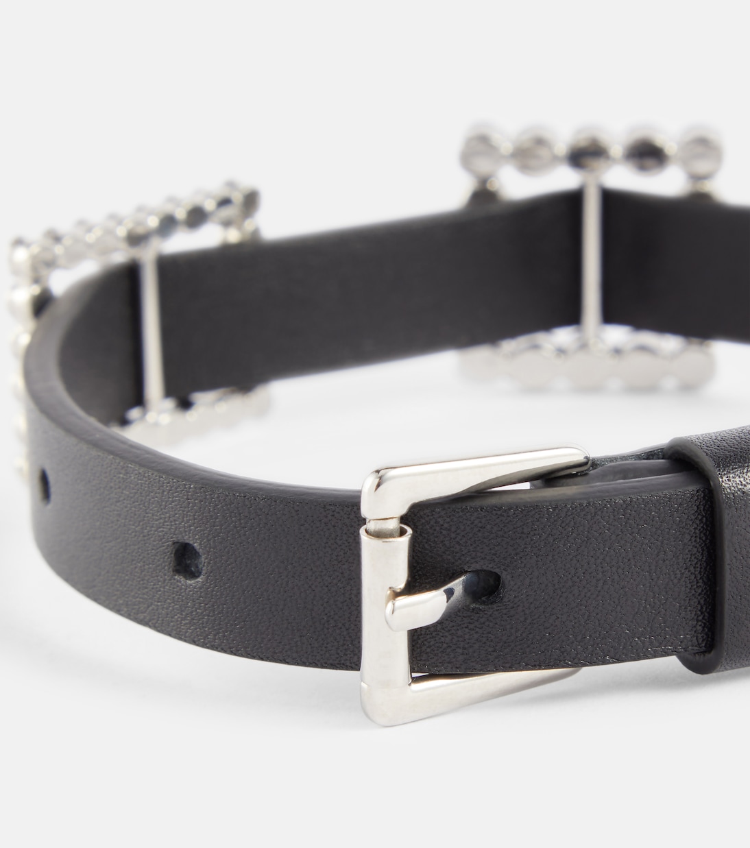 Choker in pelle con cristalli | Alessandra Rich