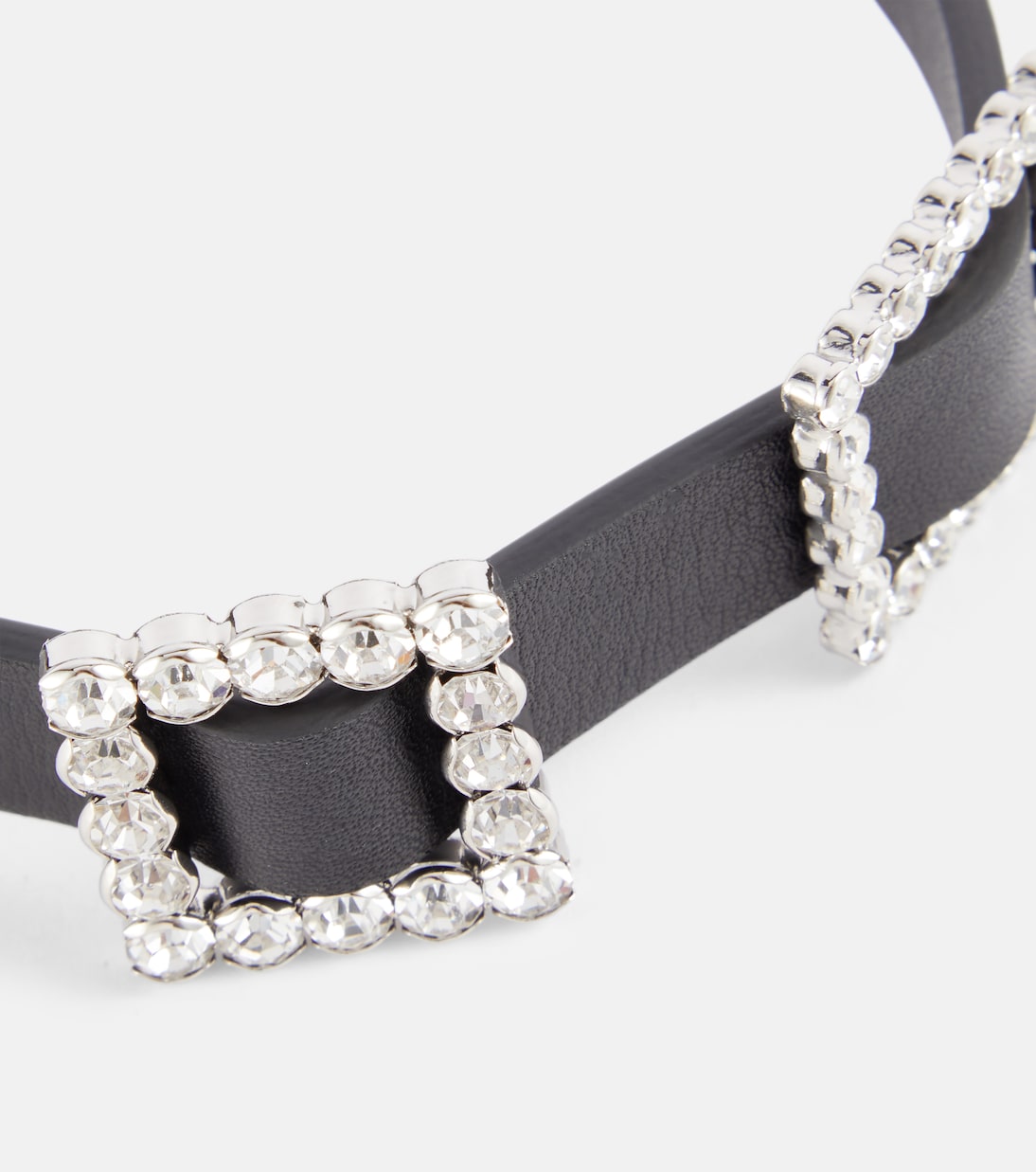 Choker in pelle con cristalli | Alessandra Rich