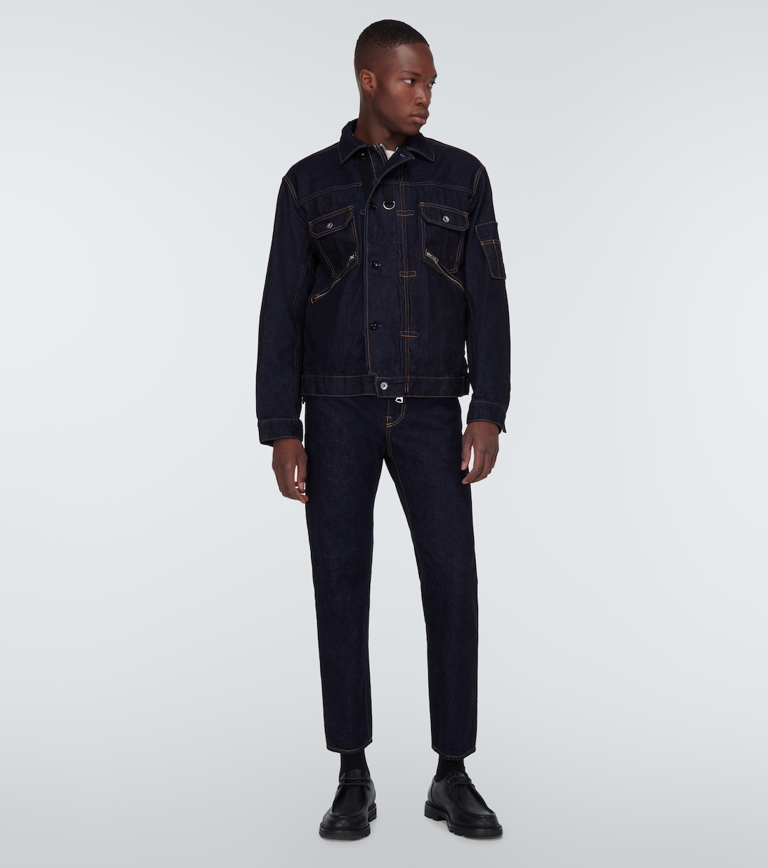 Asymmetric denim jacket | Sacai