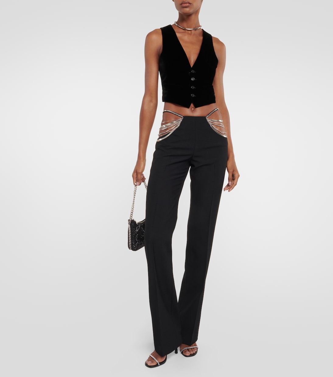 Pantaloni slim in lana con cut-out | Stella McCartney