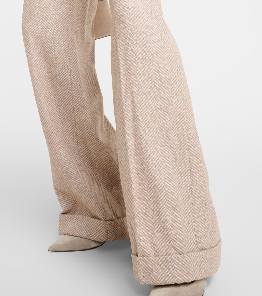 Chevron wool-blend flared pants | Brunello Cucinelli