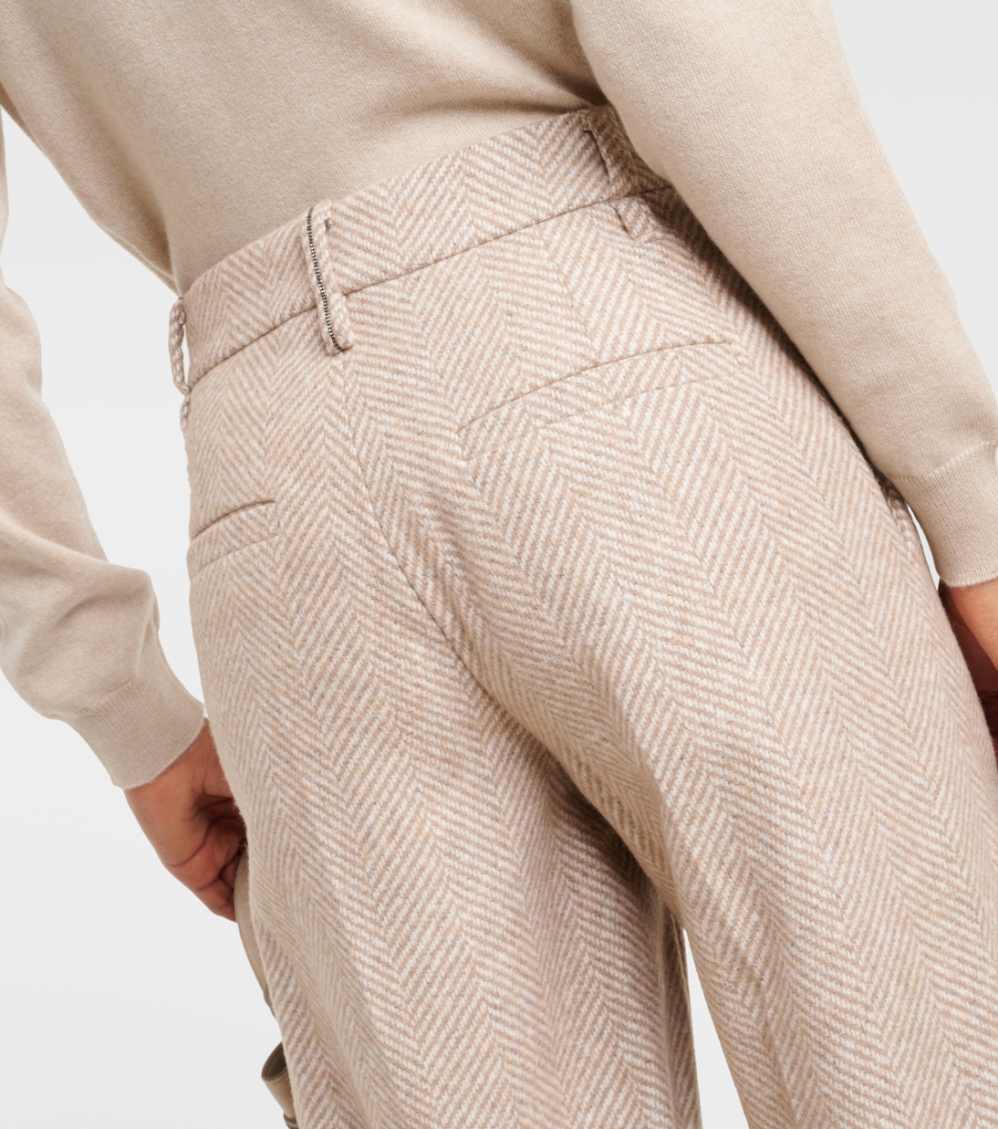 Chevron wool-blend flared pants | Brunello Cucinelli