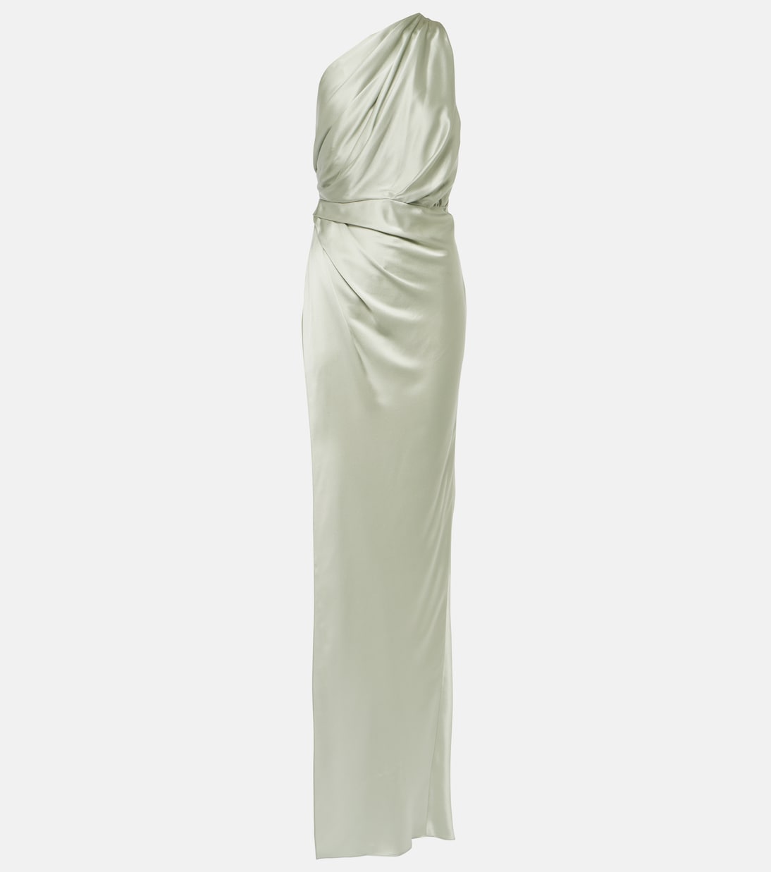 Draped one-shoulder silk satin gown | The Sei