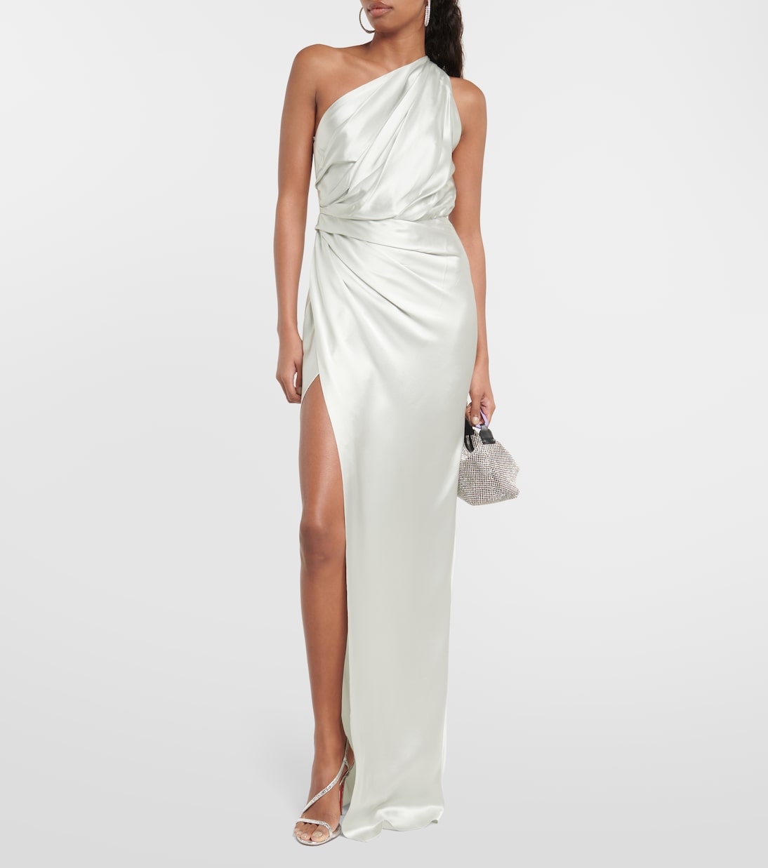 Draped one-shoulder silk satin gown | The Sei