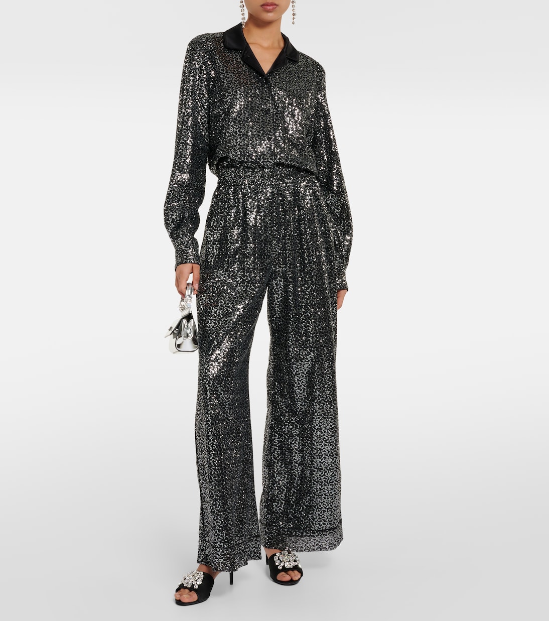 Crystal-embellished satin mules | Dolce&Gabbana