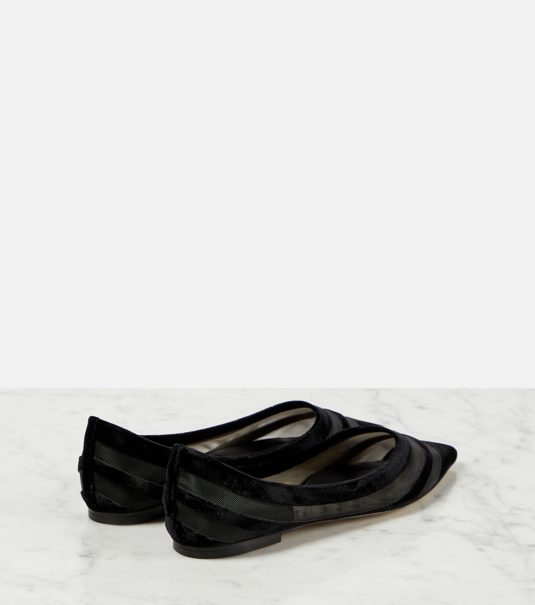 Love tulle-trimmed velvet ballet flats  | Jimmy Choo