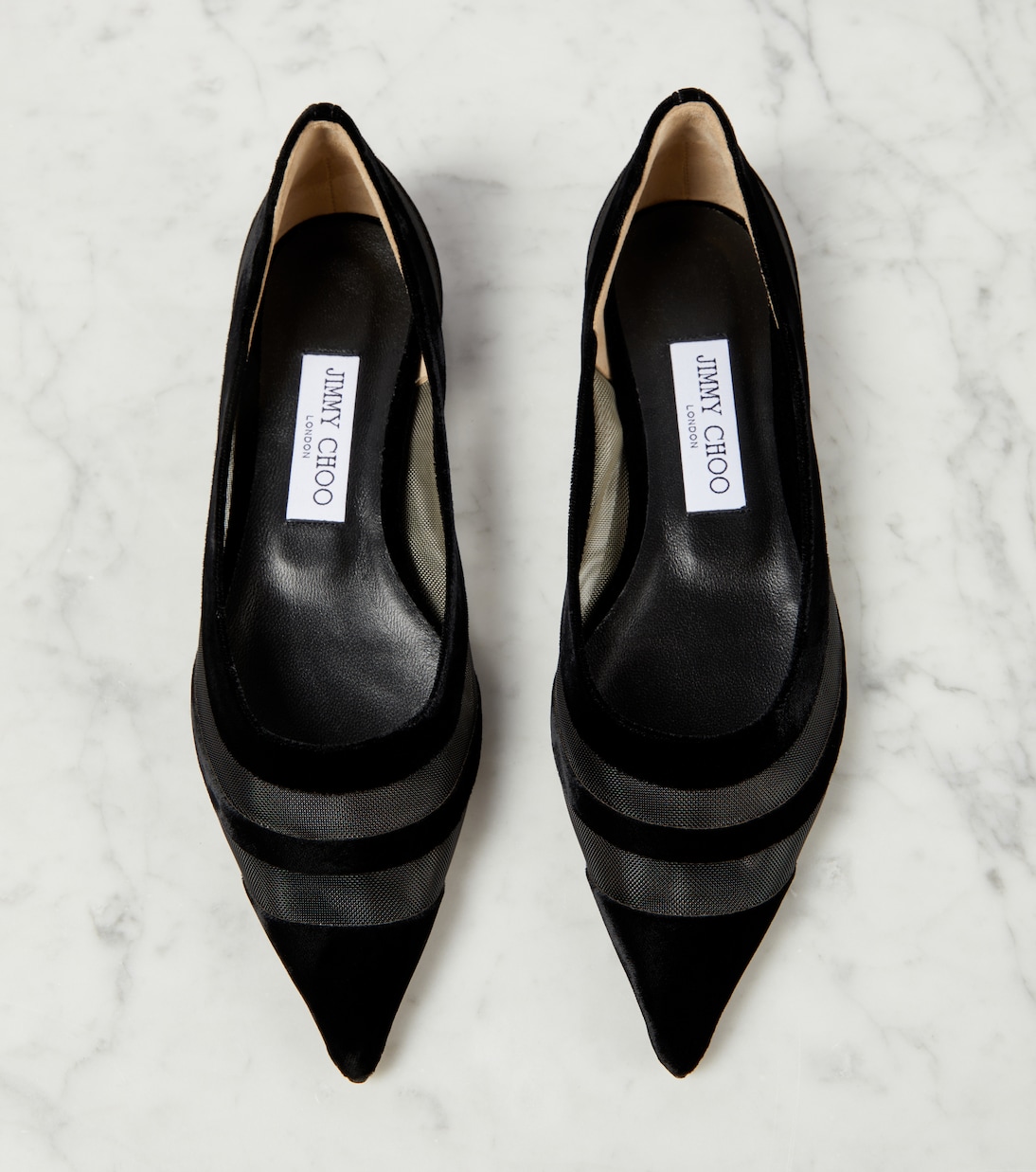 Love tulle-trimmed velvet ballet flats  | Jimmy Choo
