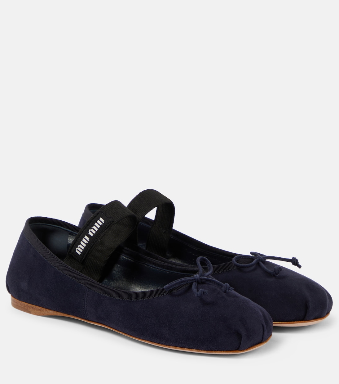 Ballerine in suede con logo | Miu Miu