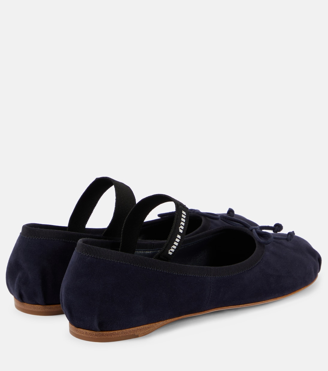 Ballerine in suede con logo | Miu Miu