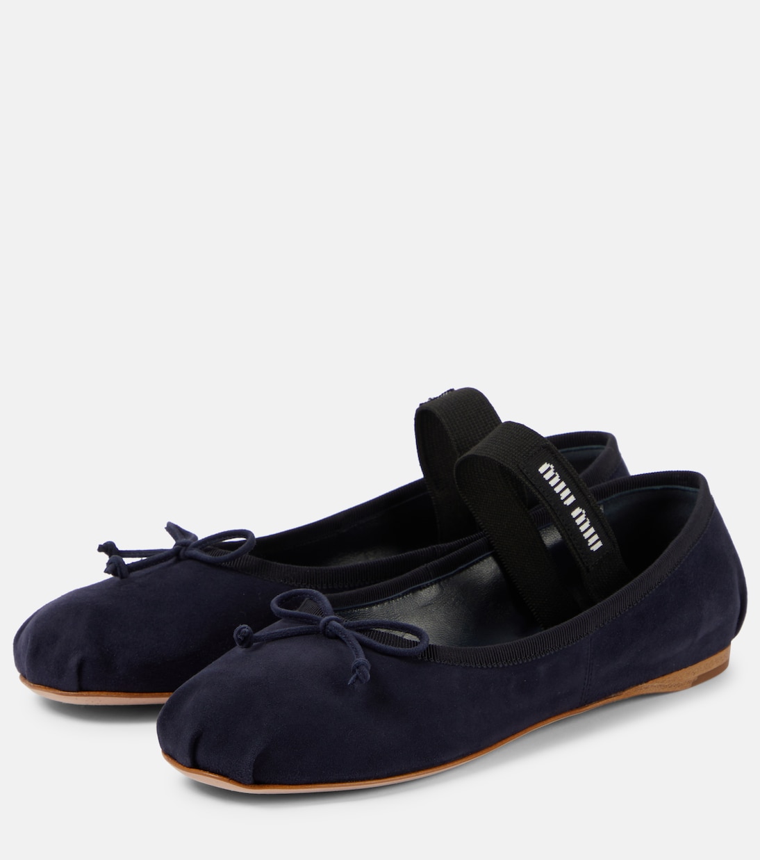 Ballerine in suede con logo | Miu Miu
