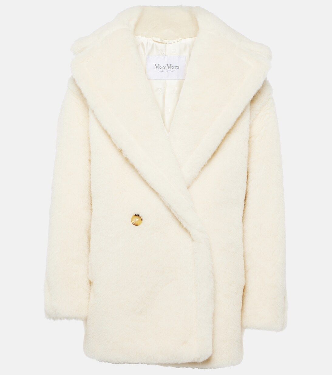 Espero alpaca, wool, and silk teddy jacket in white - Max Mara 