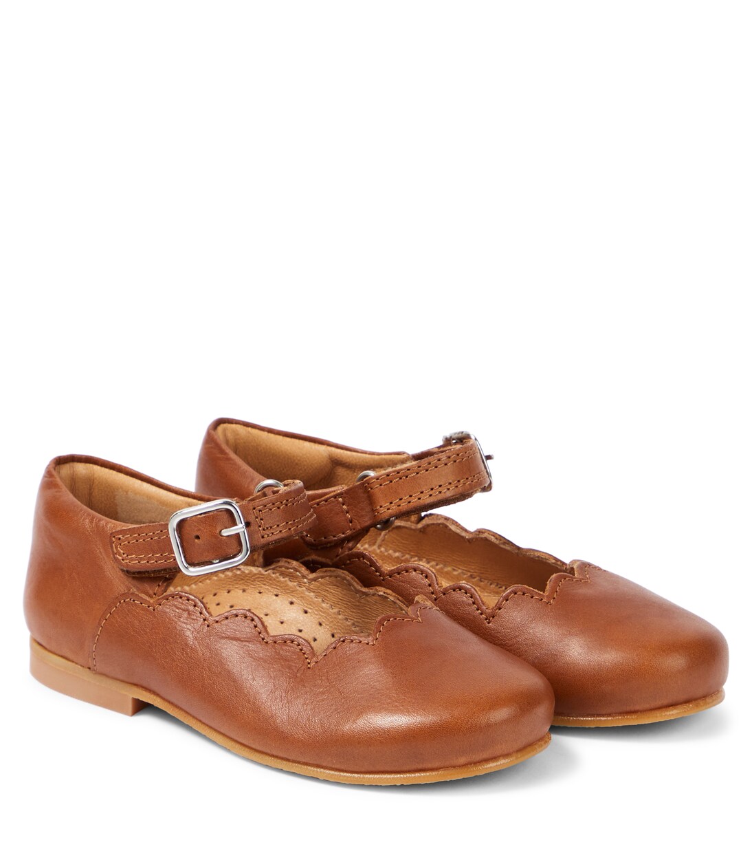 Scallop leather Mary Jane flats | Petit Nord