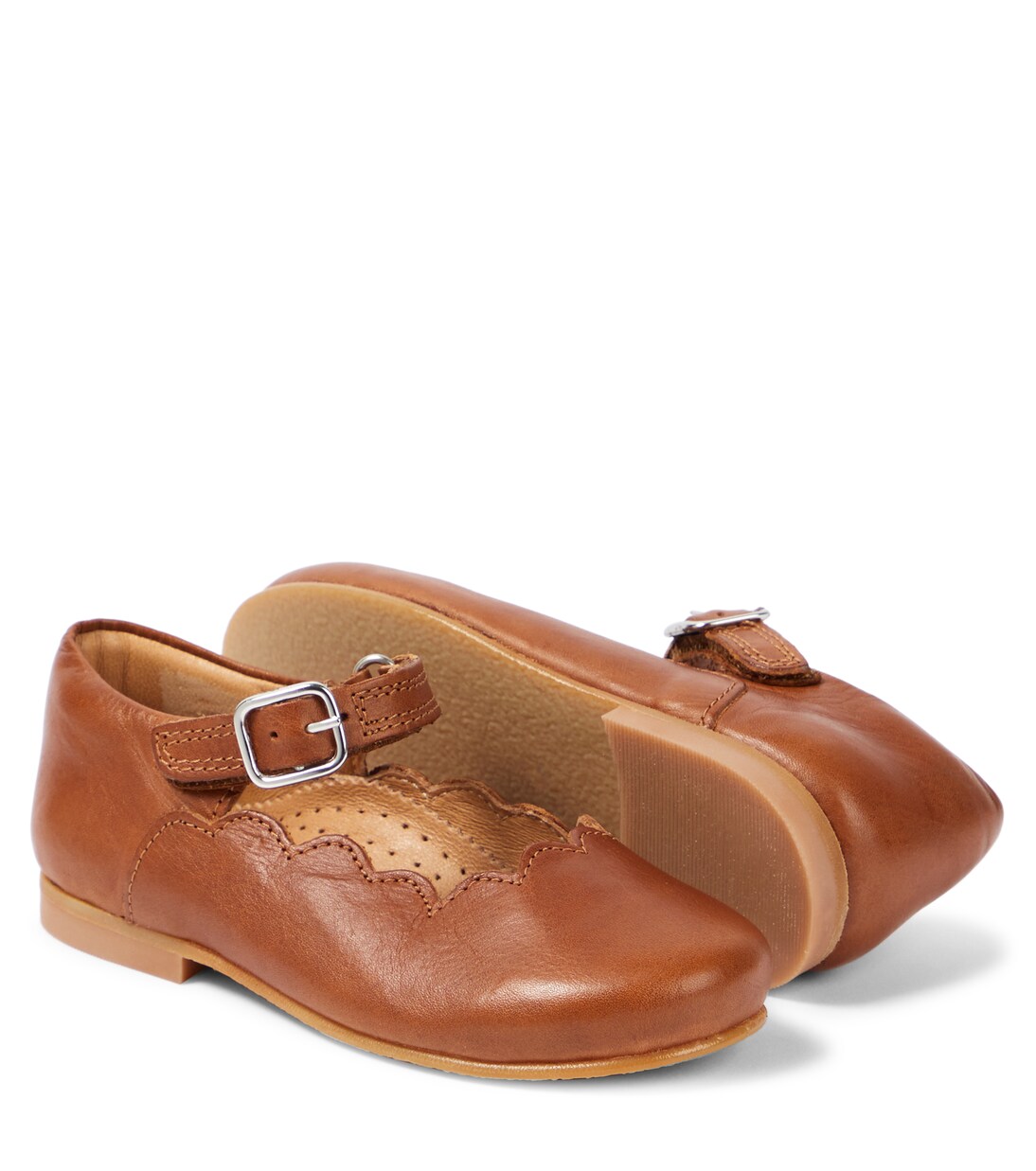 Scallop leather Mary Jane flats | Petit Nord