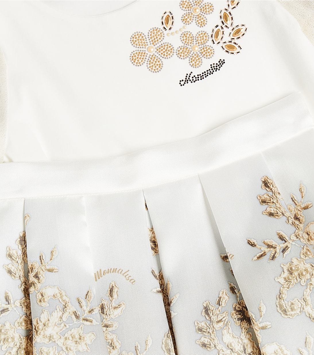 Set Mikado de top y falda bordados | Monnalisa