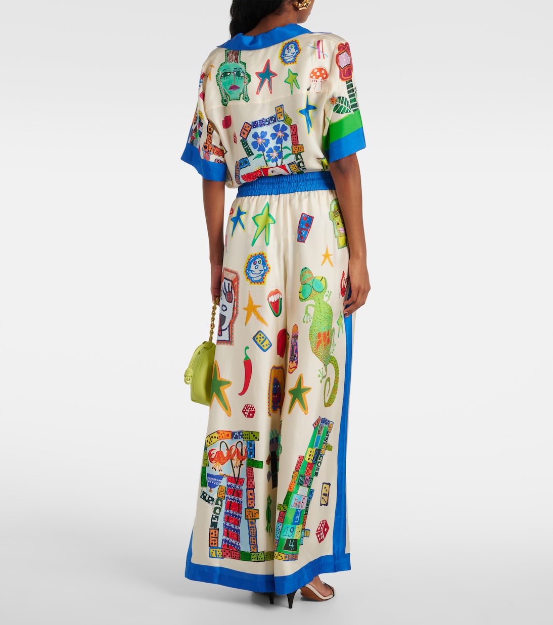Rollers printed silk palazzo pants | Alémais