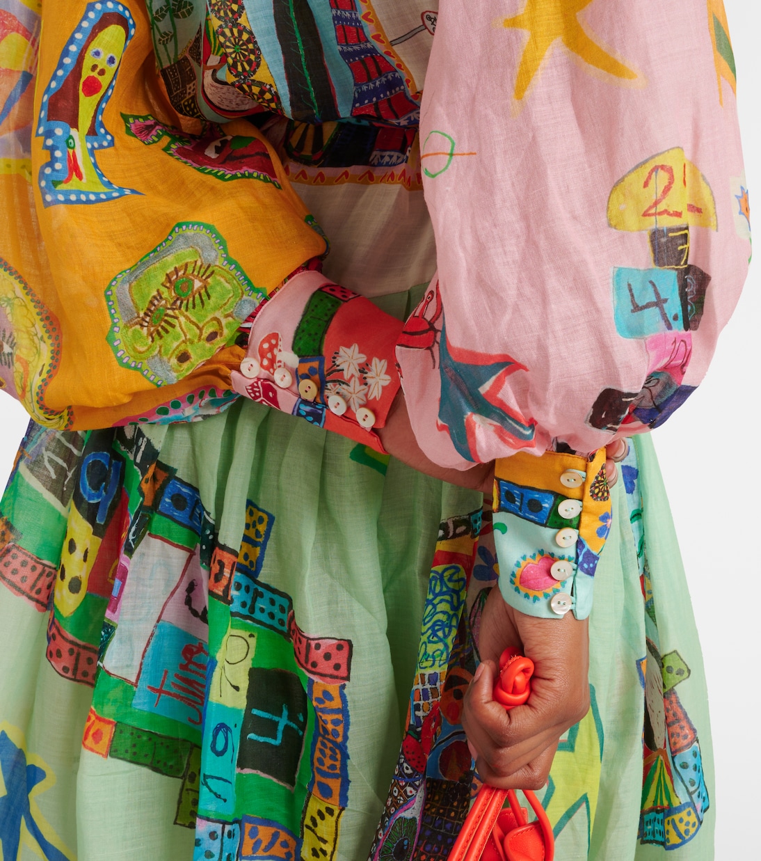 Printed belted ramie shirt dress | Alémais