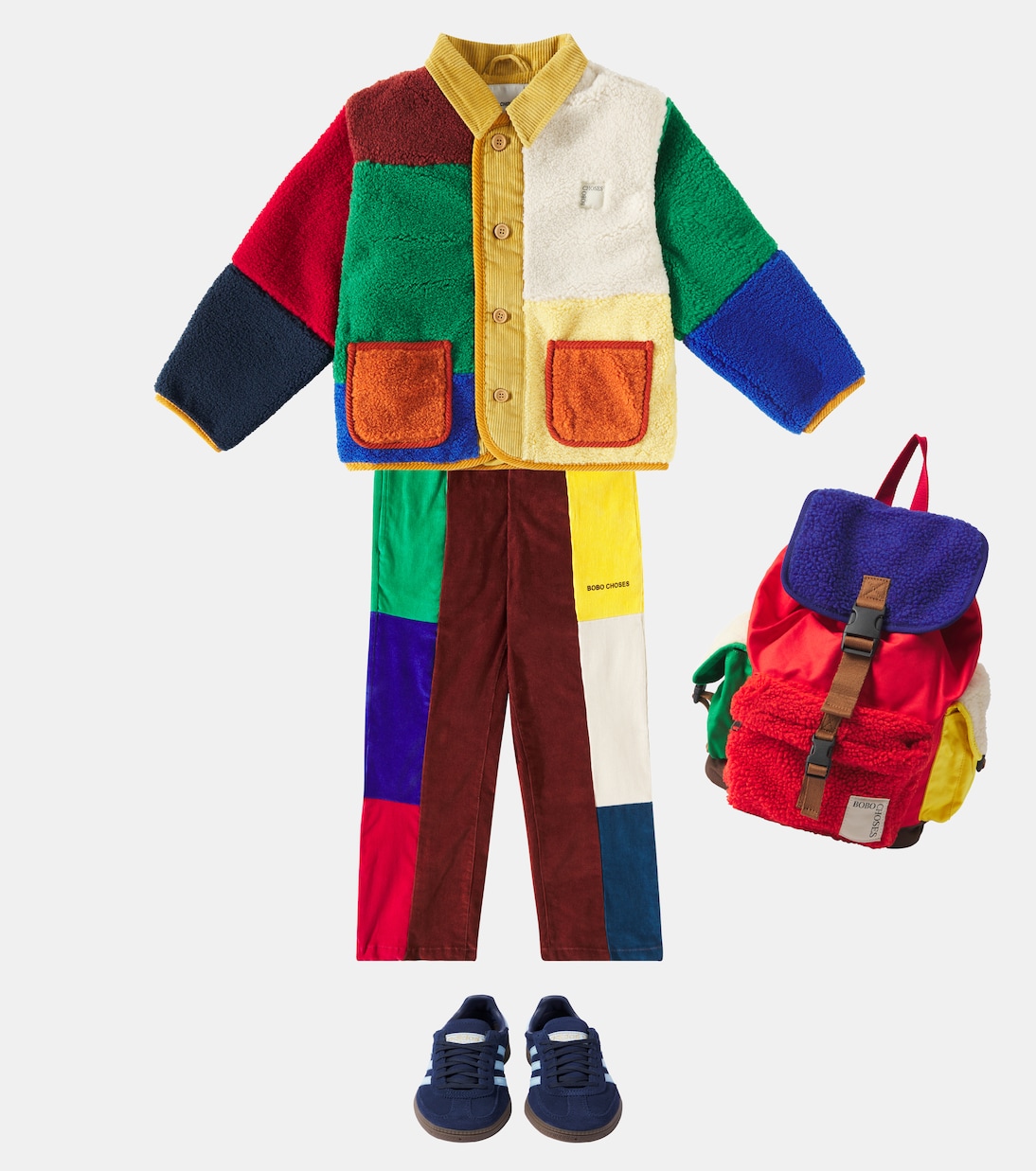 Colorblocked faux shearling jacket | Bobo Choses