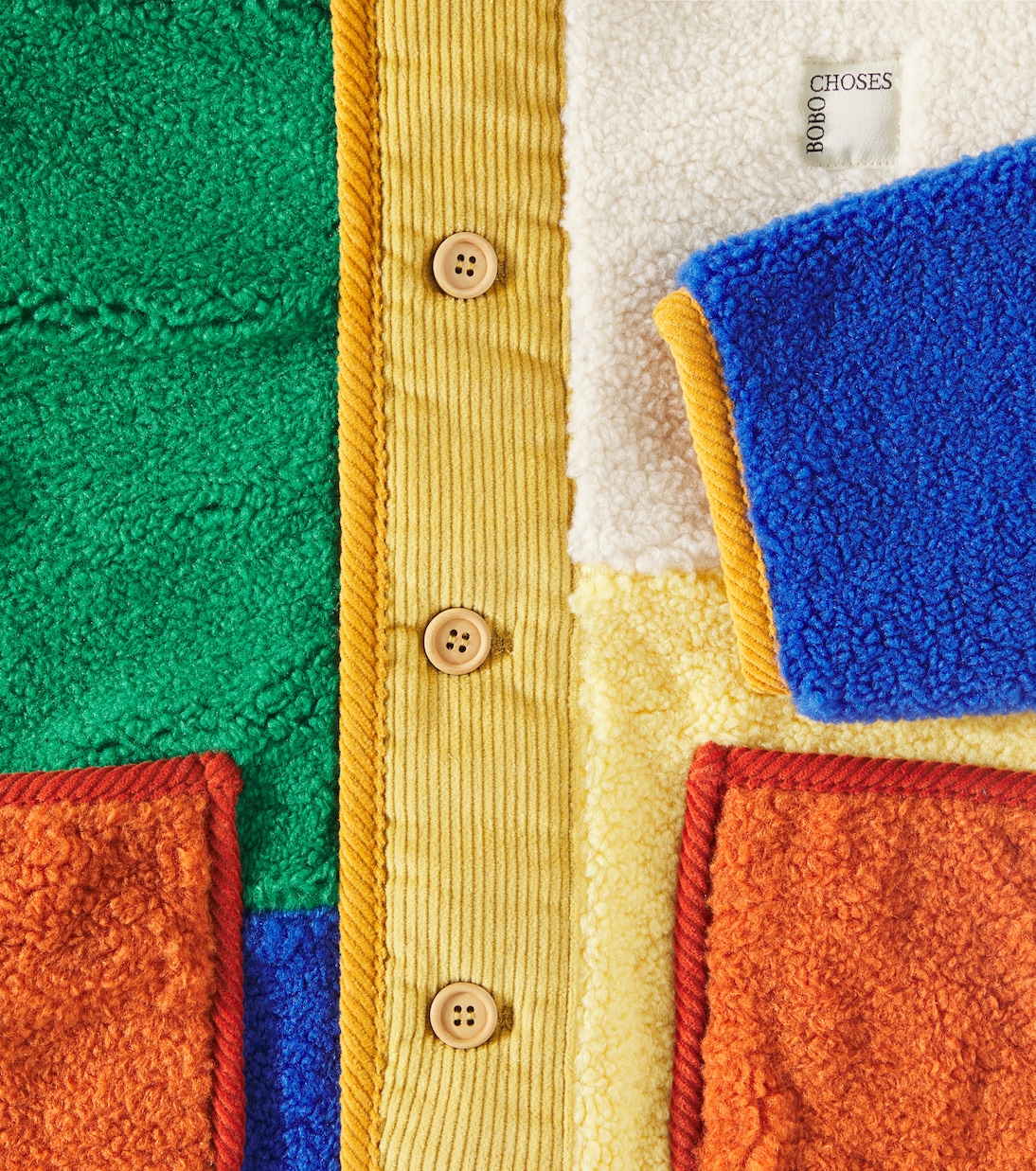 Colorblocked faux shearling jacket | Bobo Choses
