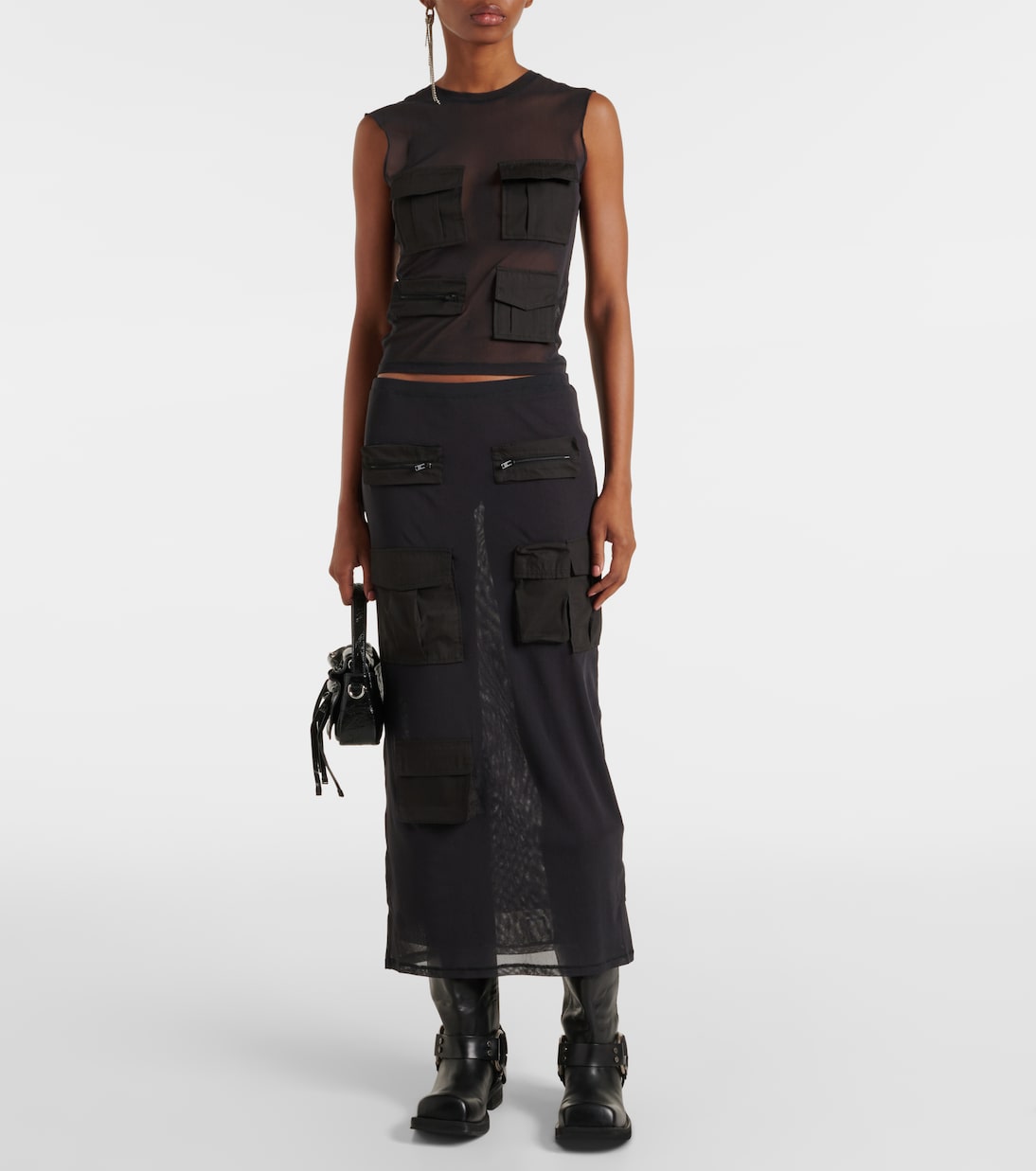 Falda midi cargo de malla | Acne Studios