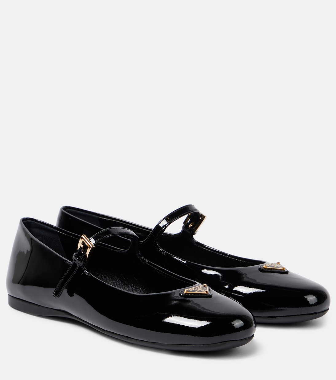 Ballerine Mary Jane in vernice con logo in Nero Prada Mytheresa
