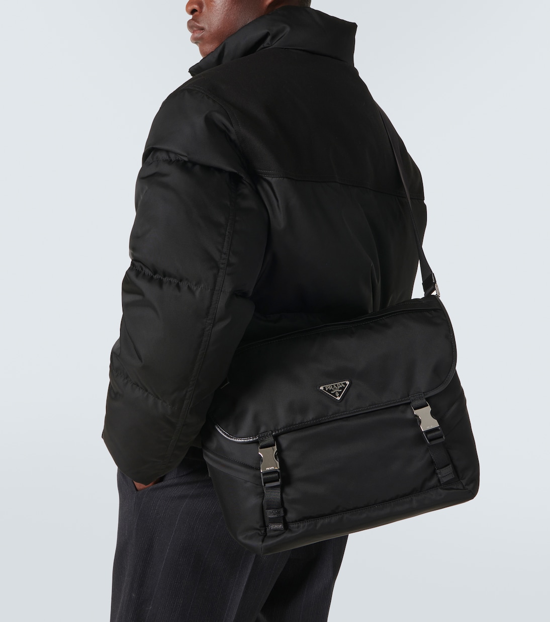 Borsa a tracolla in Re-Nylon e pelle | Prada