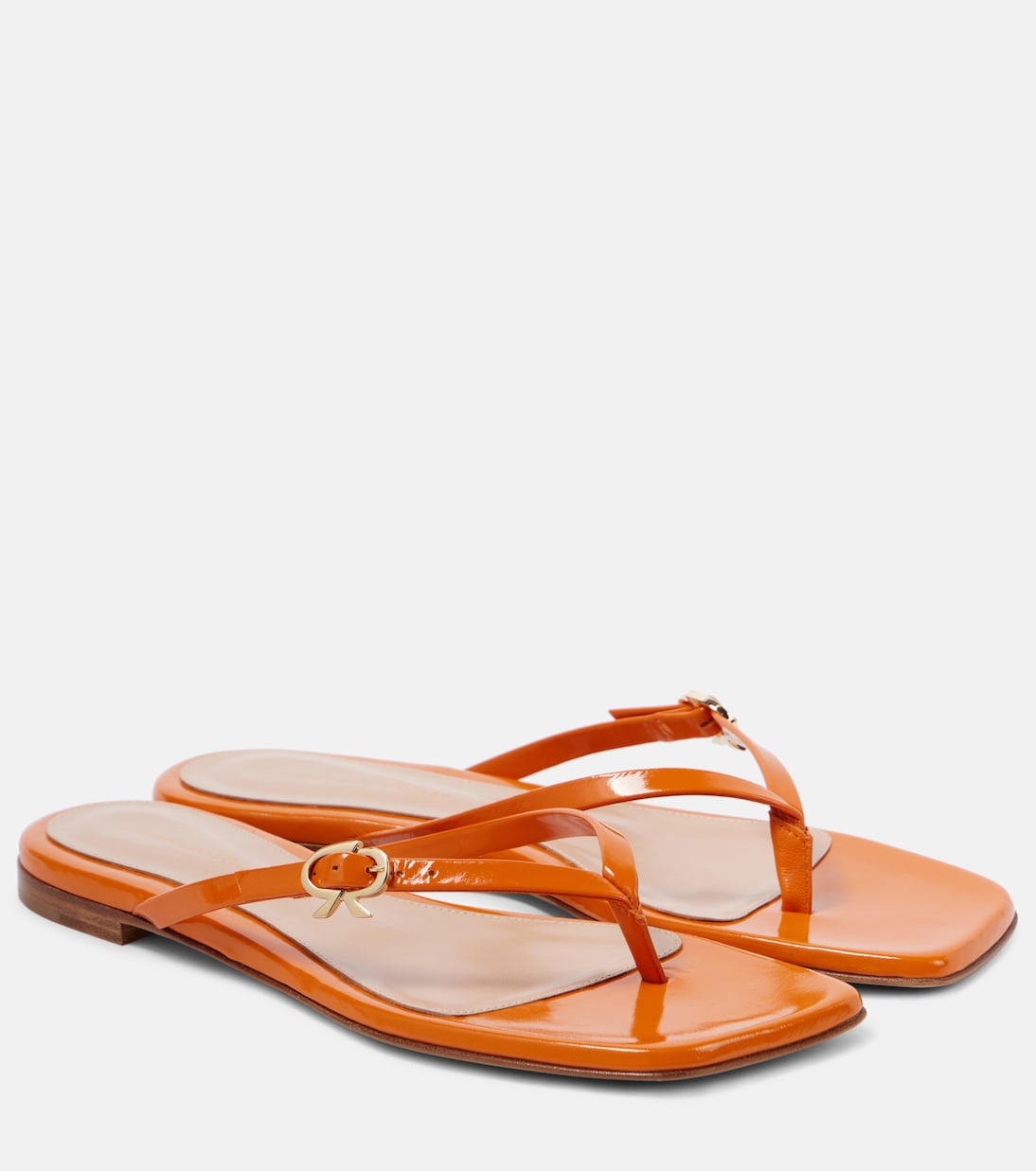 Ribbon patent leather thong sandals | Gianvito Rossi