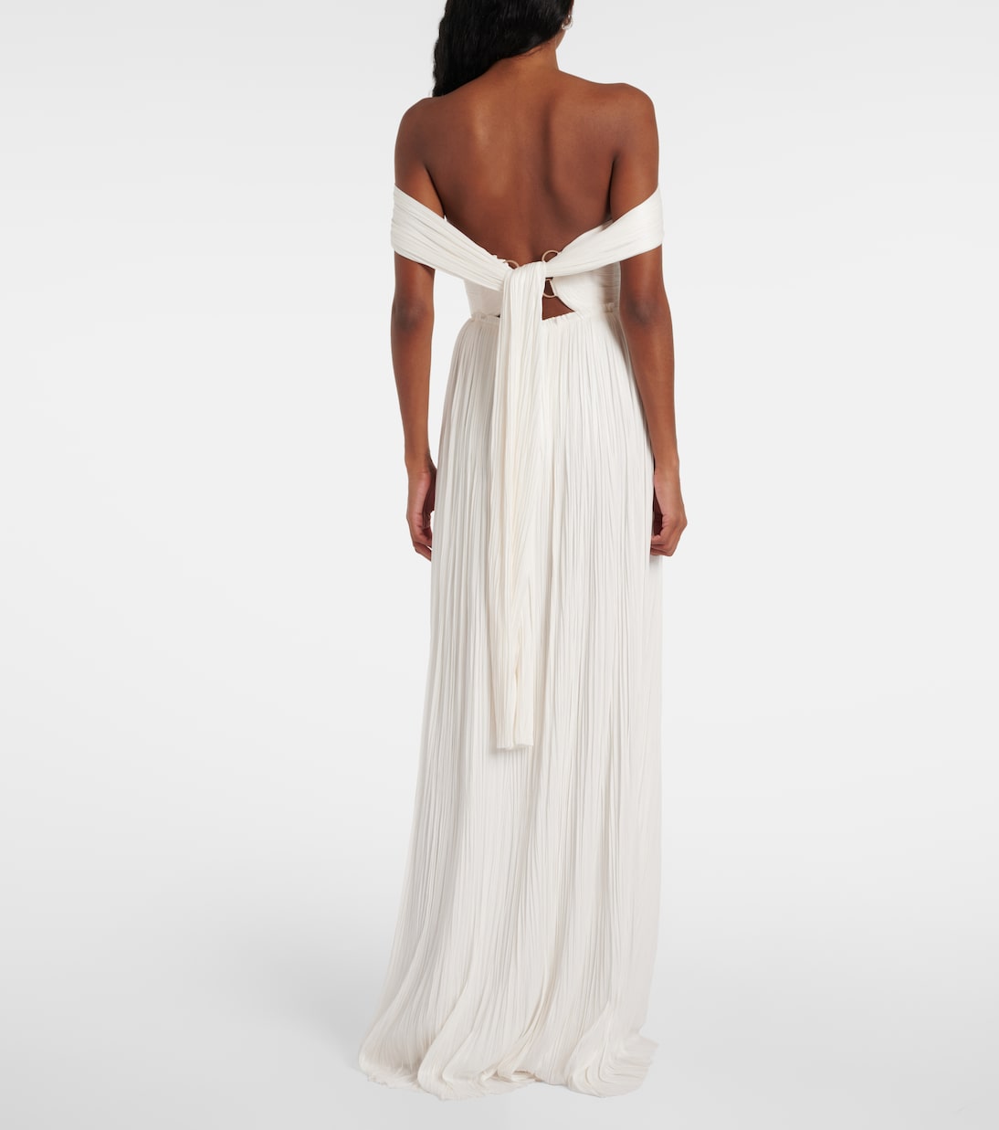 Robe longue Sharon en soie à encolure bardot | Maria Lucia Hohan