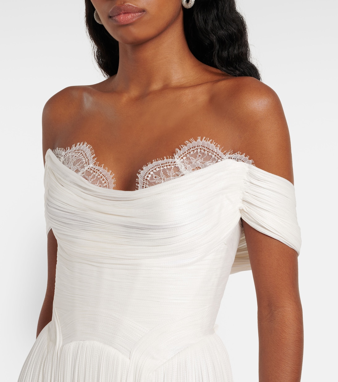 Robe longue Sharon en soie à encolure bardot | Maria Lucia Hohan