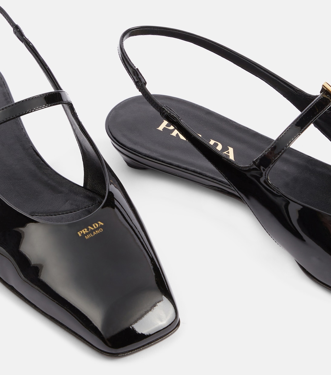 Ballerines slingback en cuir verni | Prada