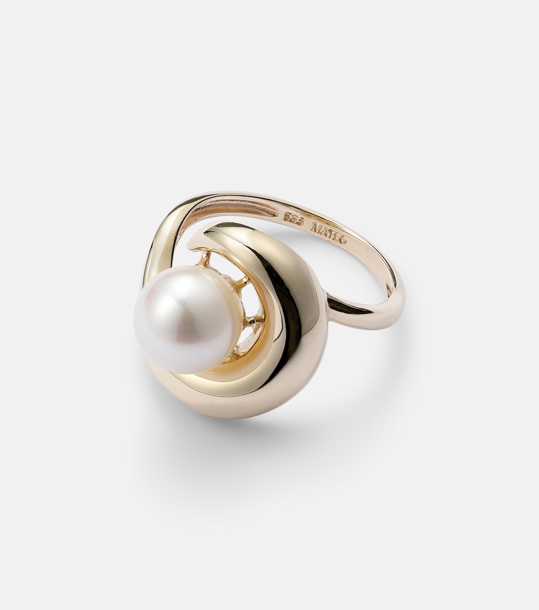 Bague Pearl Curl en or 14 ct et perle d'eau douce | Mateo