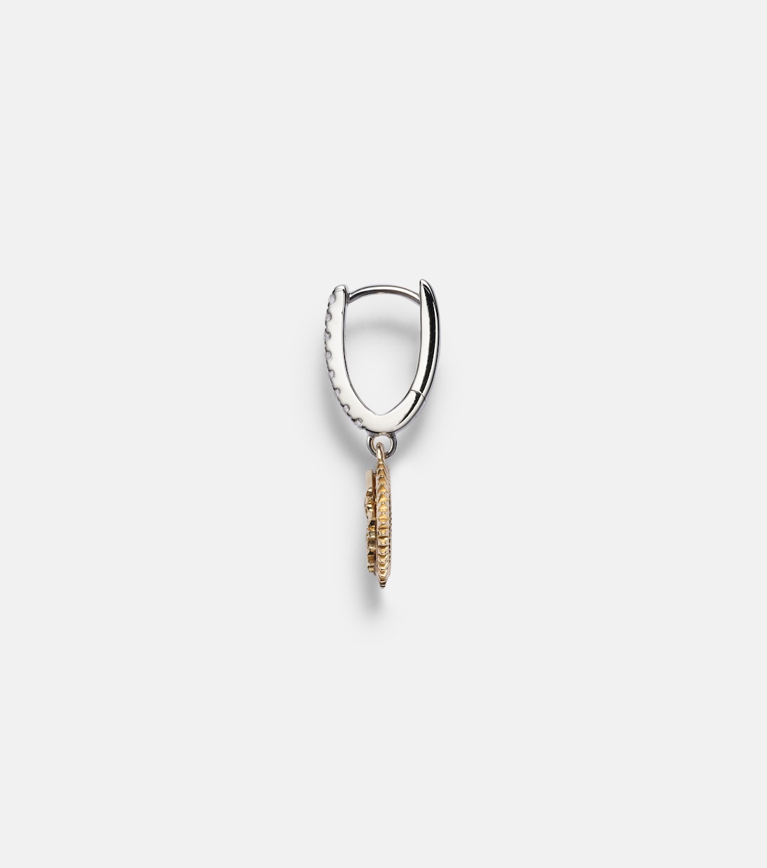 Orecchini a cerchio unico FOUNDRAE in oro giallo e bianco 18kt con diamanti, design giovane e resiliente