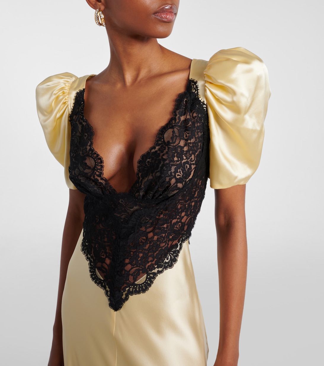 Lace-trimmed silk charmeuse gown | Rodarte