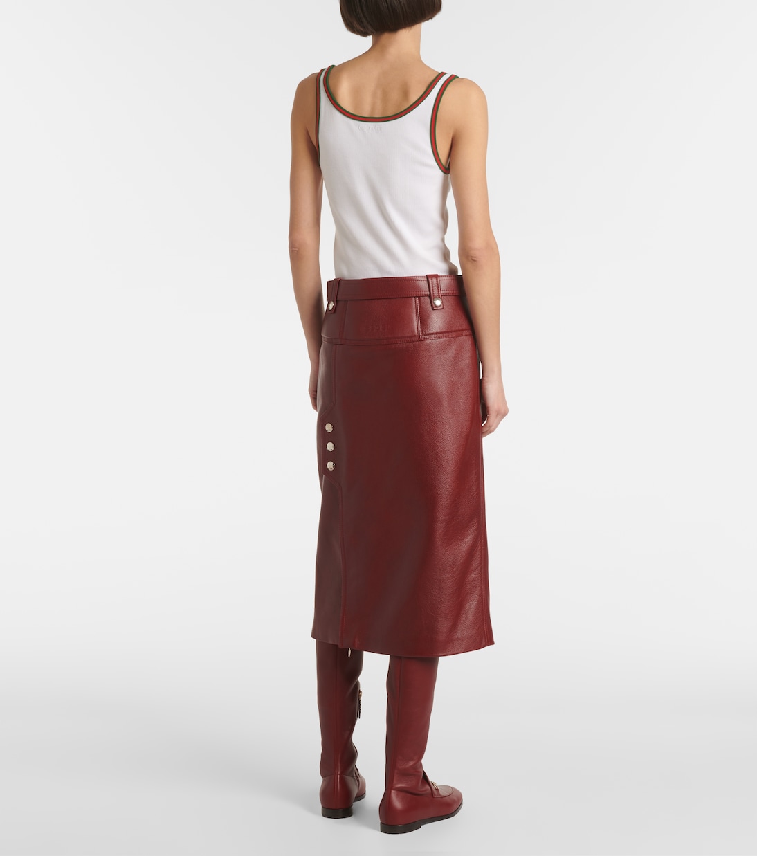 Falda midi de piel | Gucci