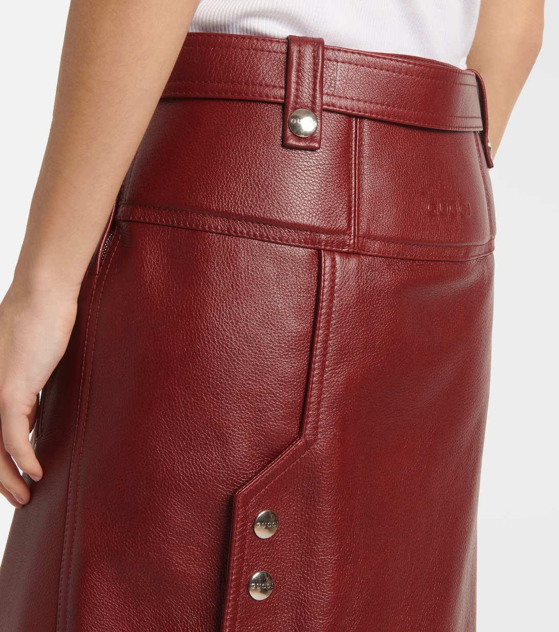 Falda midi de piel | Gucci