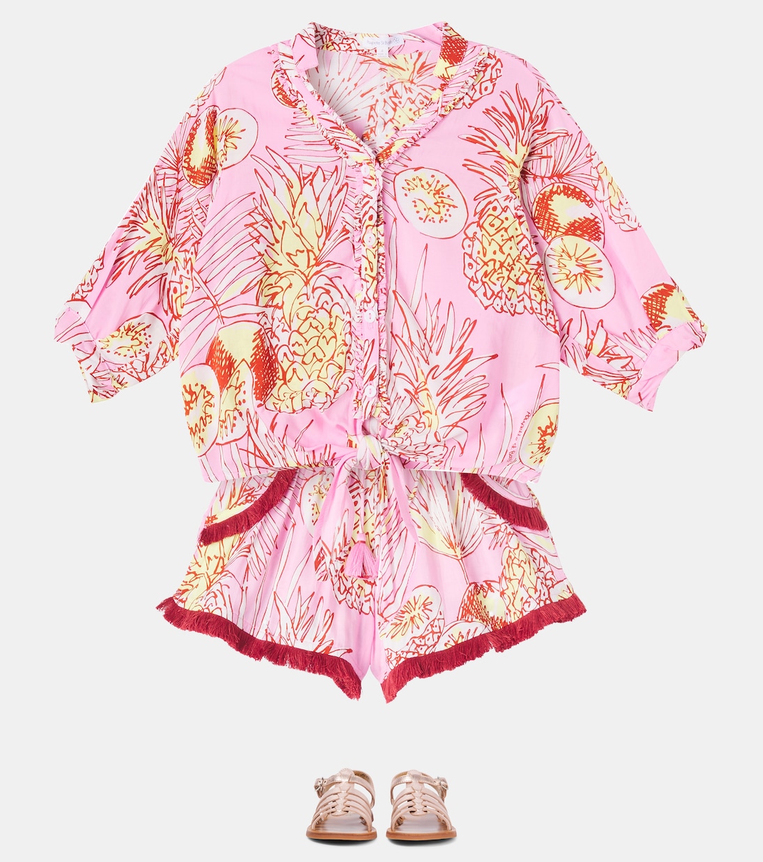 Lulu printed fringed shorts | Poupette St Barth Kids