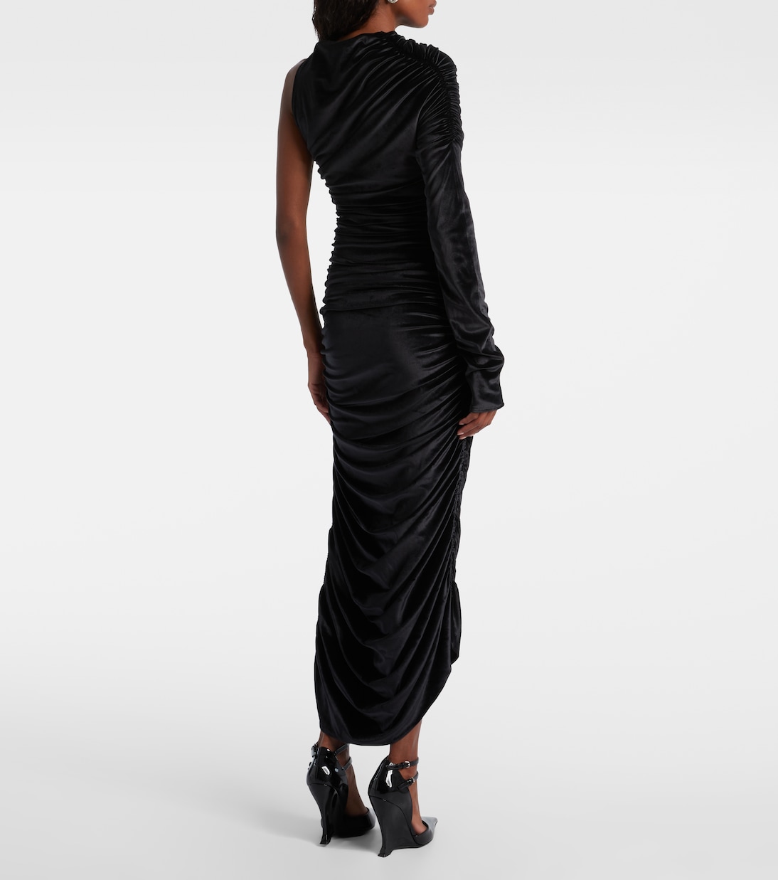 Abito lungo asimmetrico in velluto | Mugler