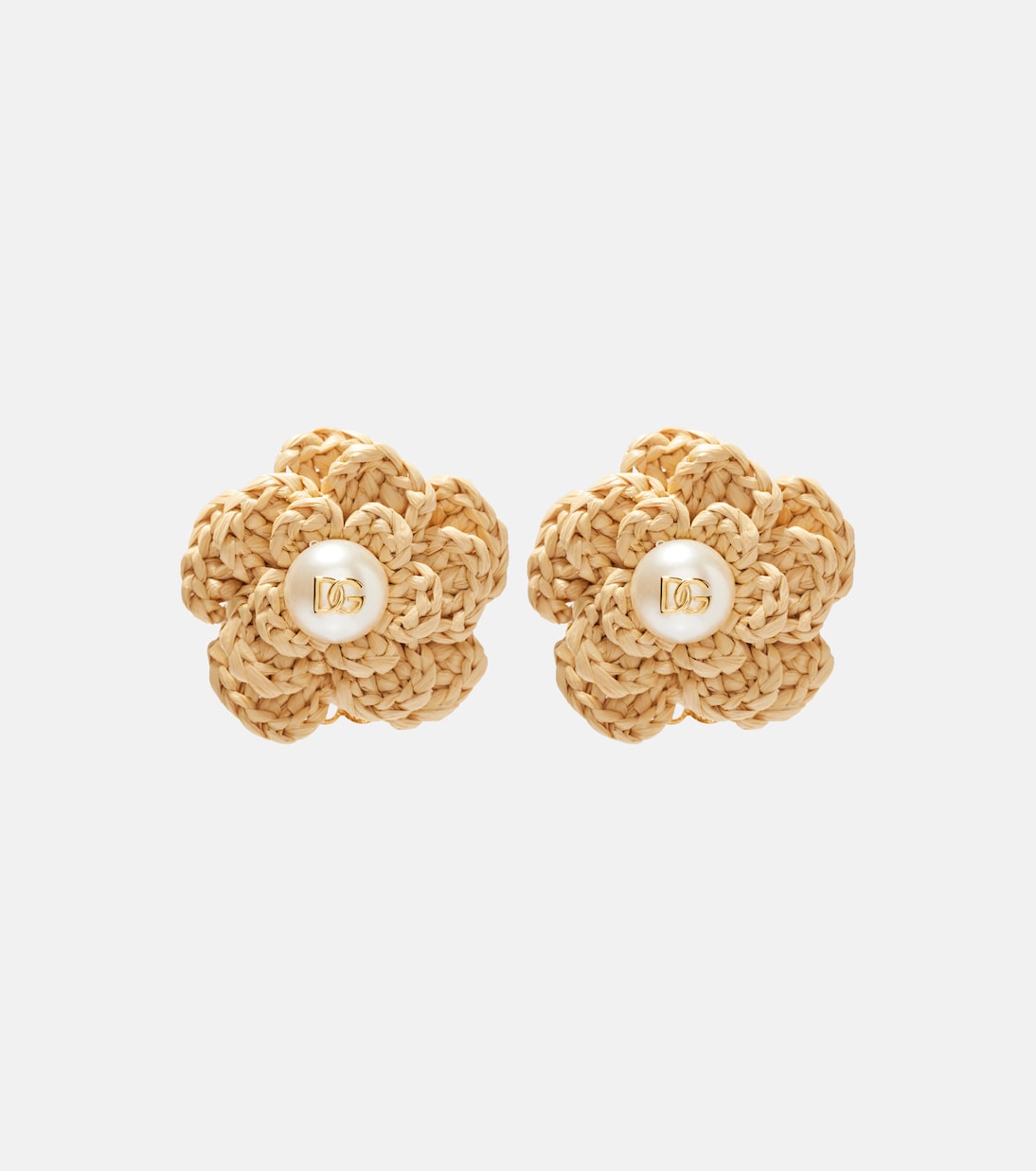 DG raffia-effect clip-on earrings | Dolce&Gabbana