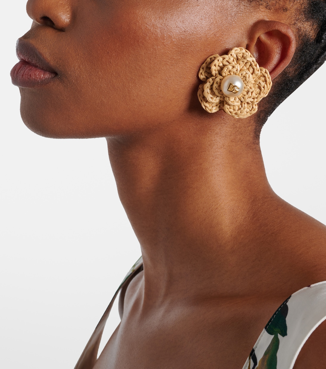 DG raffia-effect clip-on earrings | Dolce&Gabbana