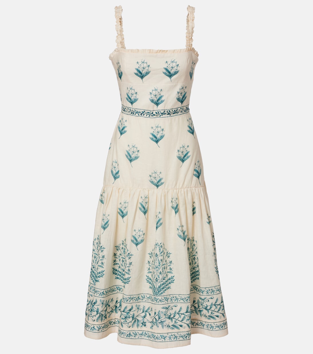Nispero Ceiba floral linen midi dress | Agua by Agua Bendita
